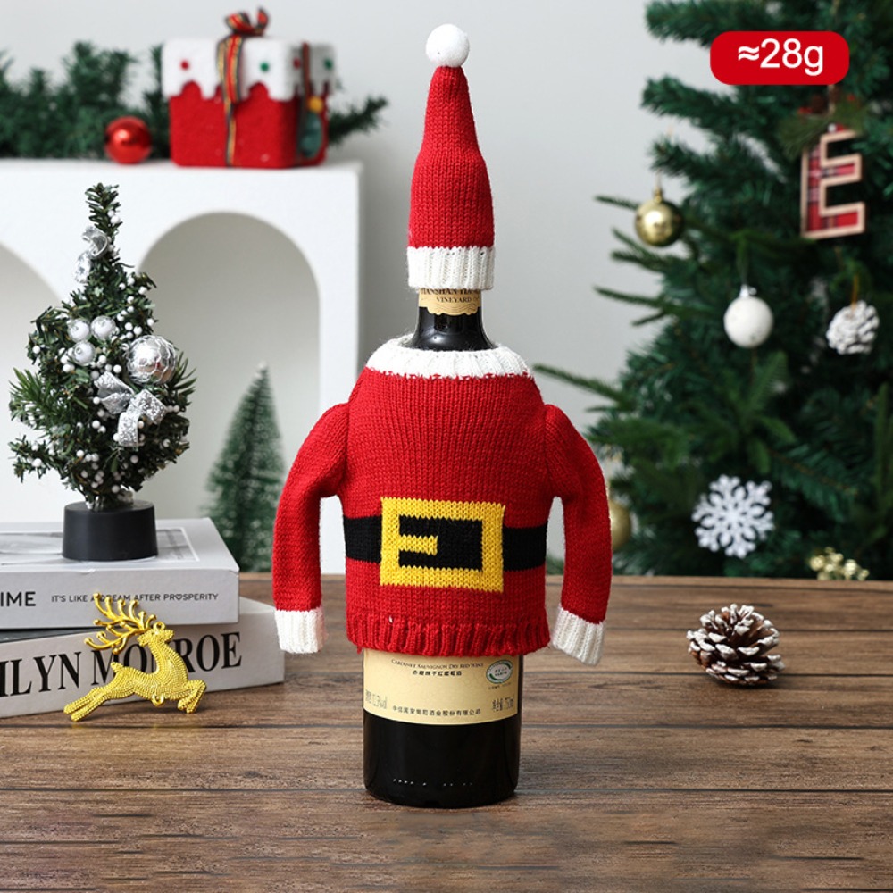 Wine Beer Hat - Elk Weinflaschenhülle Schneeflocke mit Mini-Weihnachtsmannmütze Weihnachtliche